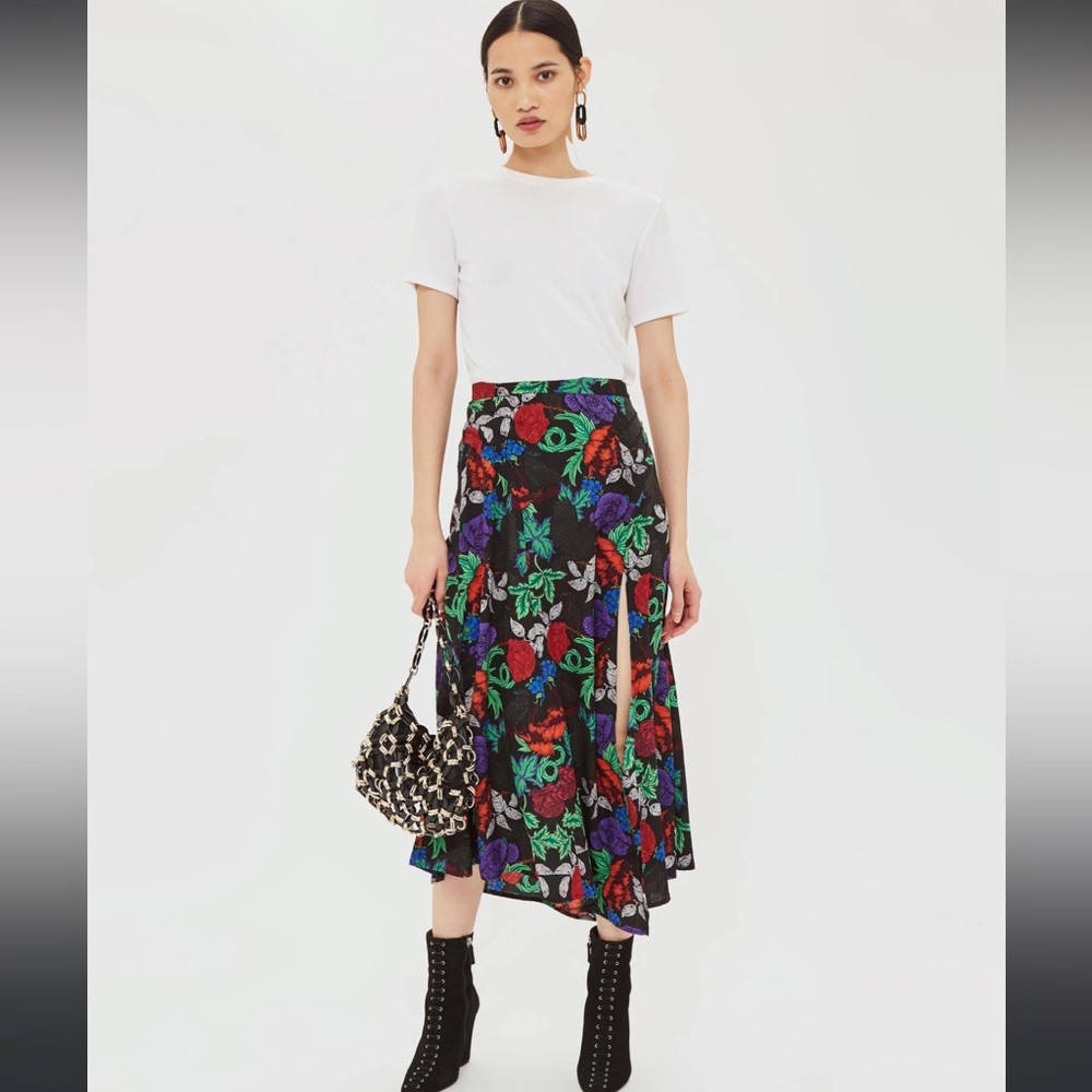 Raven Floral Midi Skirt TopShop size 2